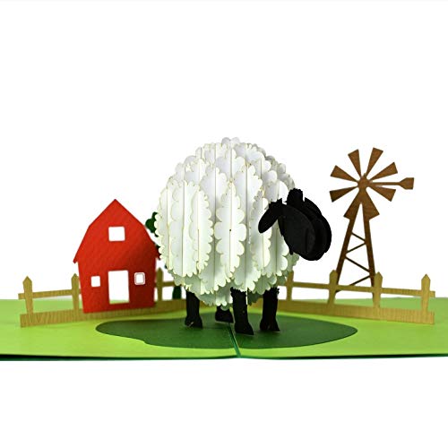 Image of Rykamia Pop Up Sheep Birthday Card, 6x7.8 in, Blank Envelope Included, Suitable for Any Occasion