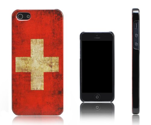 Xcessor Suisse Drapeau Vintage Dur Dos Étui Coque Housse De Protection pour iPhone 5 et 5S Cover