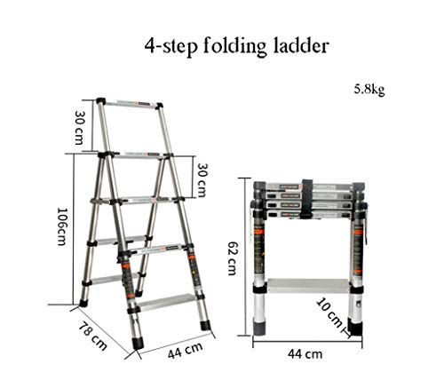 Preisvergleich Produktbild SCALA@TZ Haushaltsleiter teleskopisch anhebend Klappleiter Fischgrät Aluminiumlegierung Verdickung Indoor-Multifunktions 4-Stufen-Treppe