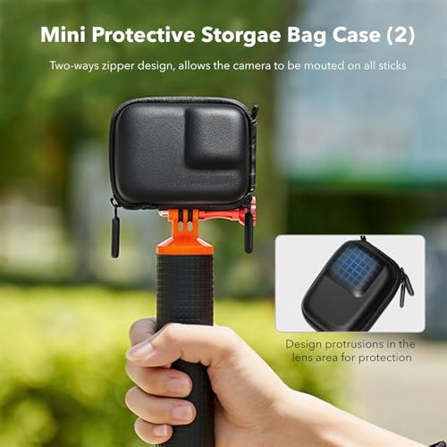 Image of squishy 6PCS Carrying Case for Action 5 Pro /4 /3, Waterproof PU Leather Travel Bag with Plush Lining, Compact Storage Box with 4 Lens Caps, 3 Screen Protector