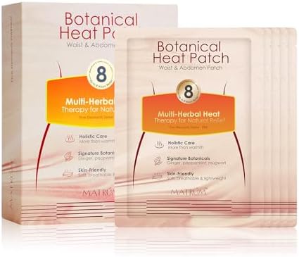 12-Herb Botanical Heat Patches for Lower Back & Hip Pain Relief | Menstrual Cramp Heat Therapy | Drug-Free, Long-Lasting Relief | Adjustable Wrap Belt | 5-Pack