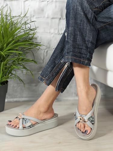 Image of ELLE Women Textured Platform heel sandal with Chain Detail