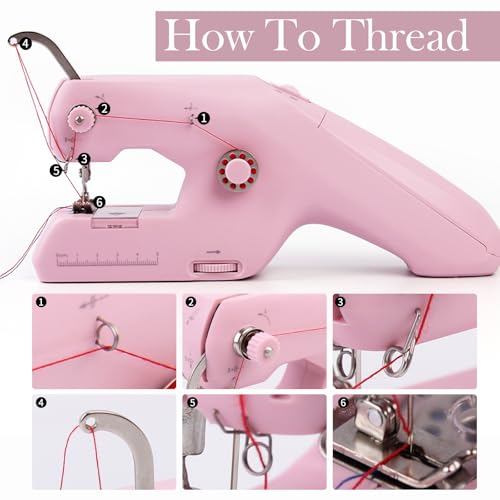 Miniatura 4 de Hkc Máquina De Coser Manual Y Eléctrica Portátil De Doble Hilo Con Accesorios Para Principiantes - Para Ropa, Cortinas Y Juguetes De Peluche