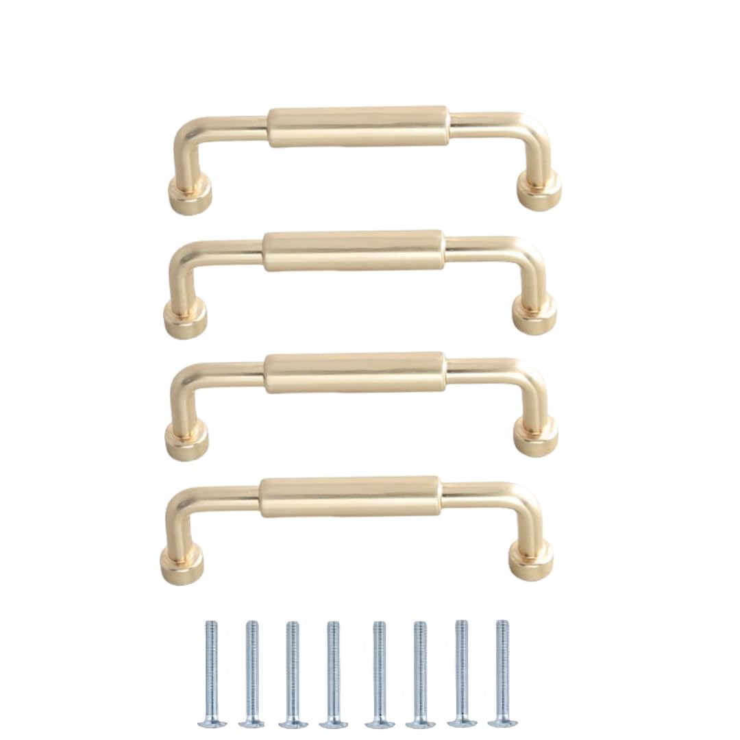 NLQCSXWEP Zinc Alloy Cabinet Bow Handle, Zinc Alloy Cabinet Handles Pack of 4 Copper and Matte Brushed 96mm 128mm(96mm Copper Brushed)