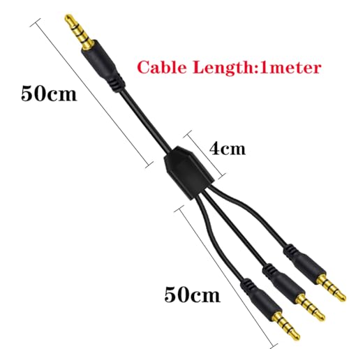 Cable divisor de audio 3.5mm TRRS macho a 2 macho 1 metro miniatura 4