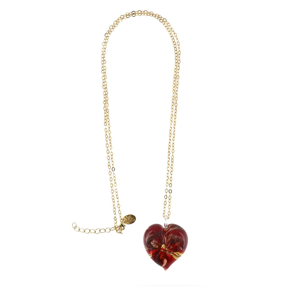 Venetiaurum - Collana Lunga con Pendente a Cuore in Vetro Originale di Murano e Argento 925 - Gioiello made in Italy certificato