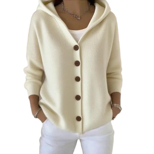 Womens Solid Color Hooded Cardigan Sweaters Button Down Open Front Knit Outerwear Coats