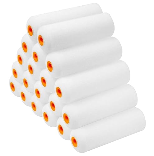 Mini Paint Roller Sleeve – 4 inch(100MM) Small Painting Roller for Emulsion Paint and Gloss Paints with High Density Foam Roller (Pack of 20)