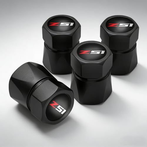 Metal Tire Valve Stem Cap Covers Z51 Emblem Air Valve Cap Set Dust Proof Leak-Proof Air Cover Compatible with Z51 Corvette C6 C7 C8 Accessories (QQMZ51)