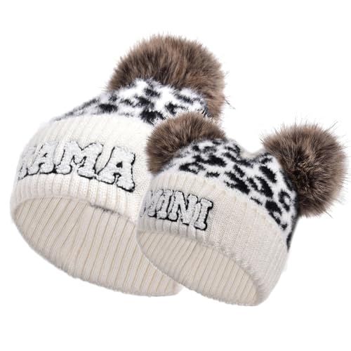 2PCS Parent-Child Beanie Hat Mama and MINI Embroidery Knitted Hat