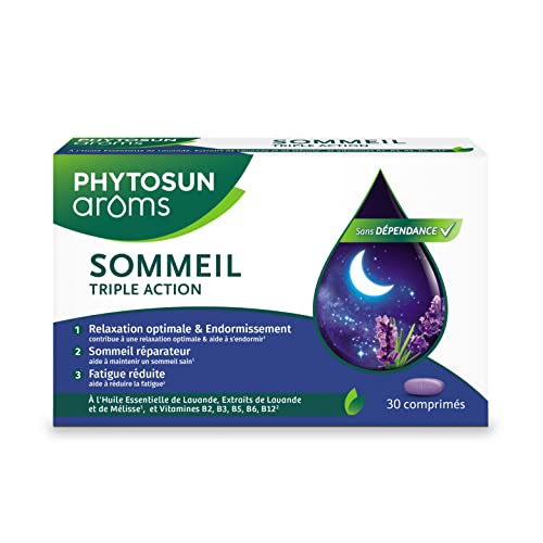 Phytosun Arôms - Sommeil Triple Action Huile Essentielle Relaxation & Endormissement, réparateur et Fatigue réduite (1,2,3) - 30 Comprimés Cover