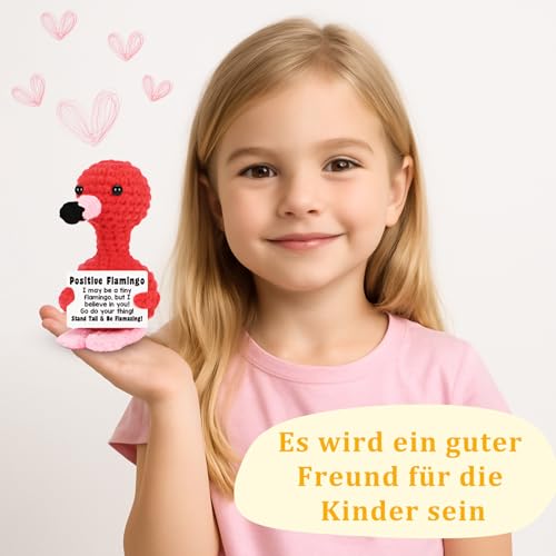 ZexJpr Flamingo Kuscheltier, Strickgeschenke, Handgehäkeltes Plüschtier Für Emotionale Unterstützung, Dekoratives Geschenk Für Zuhause Und Büro, Geeignet FüR Freunde Und Familie