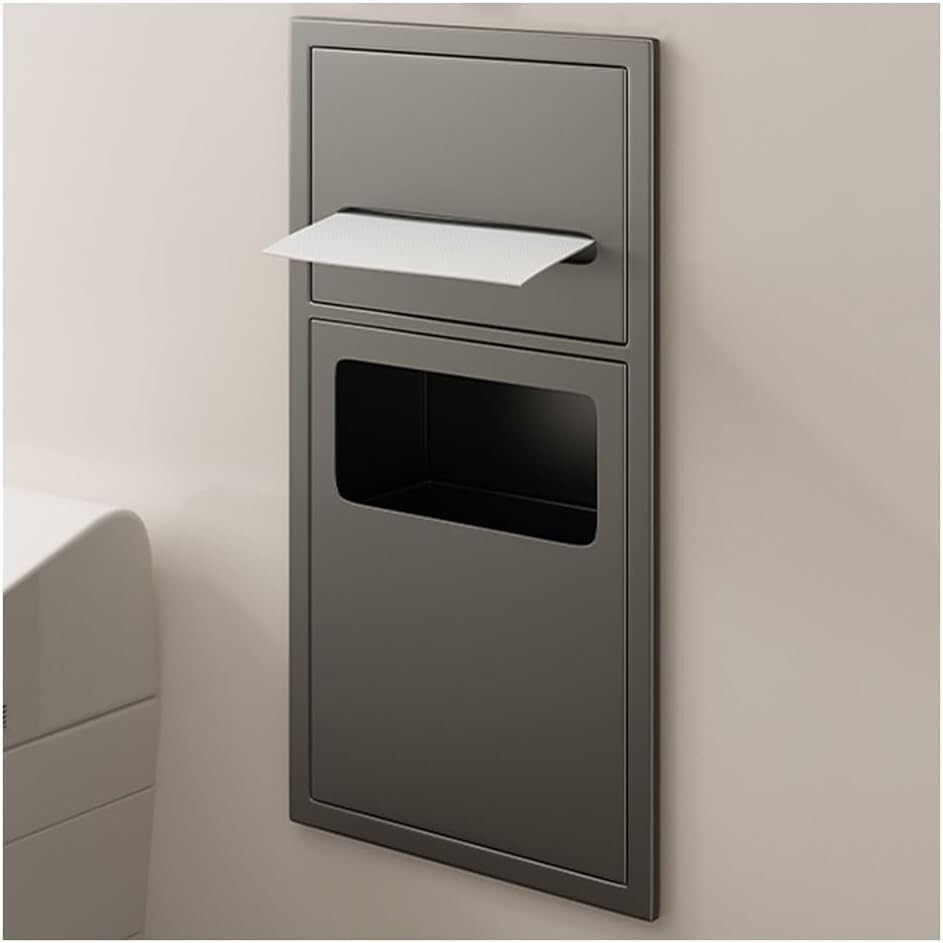 Étagère de douche en acier inoxydable avec poubelle intégrée pour optimiser le rangement