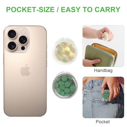 Image of Small Pill Case,8 Pack Round Pill Storage Boxes,Portable Tiny Pill Organizer Container for Pocket Purse,Compact Medicine Caddy Dispenser for Caping, Trip, Travel - Black + White