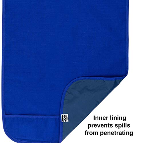 Adult Bib for Eating, Waterproof Clothing Protector with Crumb Catcher. Machine Washable (Royal Blue, Wide)