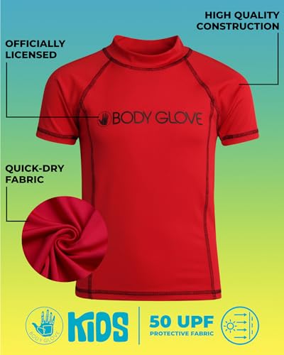 Body Glove Boys Swim Shirt - UPF 50+ Quick Dry Sun Protection Short Sleeve Rash Guard for Boys Kids Swimwear (Sizes: 5-14)2