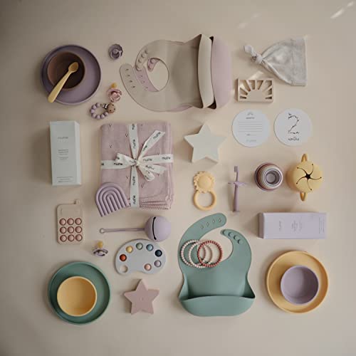 Mushie Klassisk Silikontallrik med Sugkopp | Halkfri Silikontallrik Baby | Indelad Tallrik för Bebisar och Småbarn | Material: Livsmedelsgodkänd Silikon | Diskmaskin- och Mikrovågssäker | Soft Lilac - Image 6