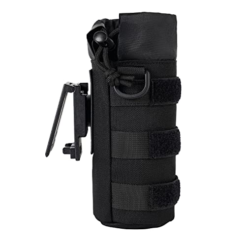 Dotacty Tactical Bottle Pouch Holder w/Rotatable Duty Belt/MOLLE Clip Backpack Sport Water Bottle Holster Hydration Carrier Nylon Carry Bag for Walking Hiking Camping Climbing Fishing Hunting