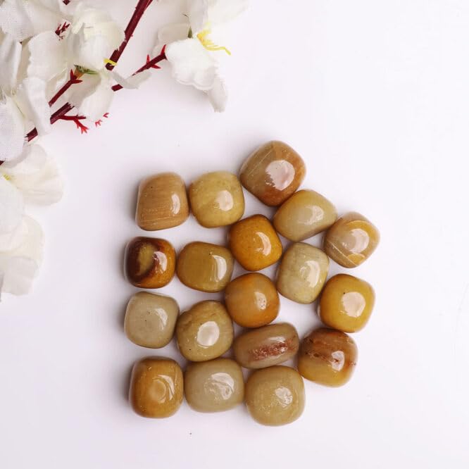 Yellow Aventurine Crystal Tumble for Meditation, Reiki & Feng Shui (100 Gm) | Natural Gemstones for Confidence & Positivity | Decorative Pebble Stones for Spiritual Decor & Housewarming Gift (3-6 Pcs) 3
