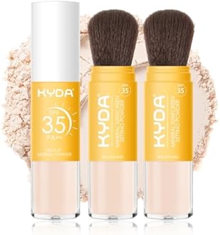 KYDA 2 Pcs Mineral Sunscreen Powder for Face & Scalp, Mineral Scalp Sunscreen SPF 35, Lasting Oil Control Matte Loose Setting Powder, Lightweight Breathable for All Skin Type, Translucent