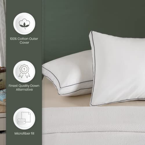 Hotel Collection Bed Pillows Standard/Queen Size Set Of 2 - Down Alternative Bedding Gel Cooling Pillow For Back, Stomach Or Side Sleepers #TOP4