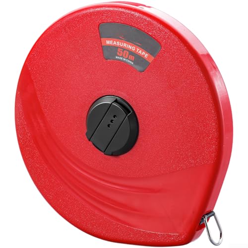 CWOQOCW Cinta métrica de fibra de vidrio con escala de doble cara, impermeable y resistente al óxido, funda resistente a los impactos para mediciones precisas en varios entornos (rojo 50)