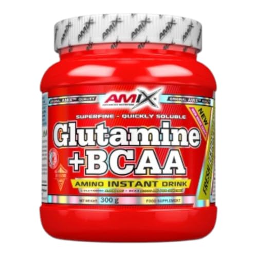 AMIX   Bcaa Glutamina   300 Gramos   Complemento Alimenticio de Glutamina en Polvo   Reduce el Catabolismo Muscular   Óptimo para Deportistas   Sabor Lima Limón   Aminoácidos Ramificados