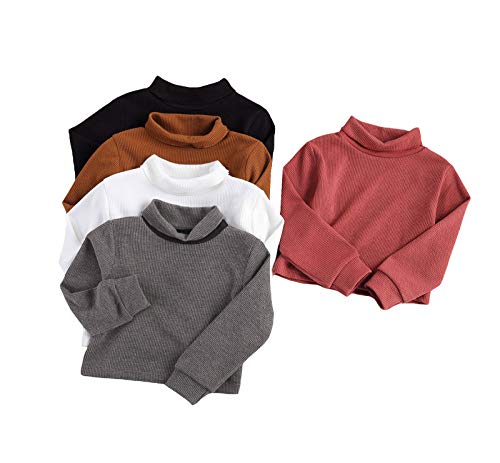 Kids Baby Boys Sweater Toddler Long Sleeve Basic Solid Color Turtleneck Pullover Tops Cotton Knitted Winter Sweaters (Black, 2-3 Years)