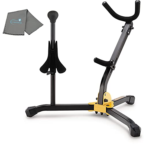 Hercules AltoTenor Saxophone and Soprano Saxophone Stand DS533BB with Bag and a Lumintrail Cleaning...