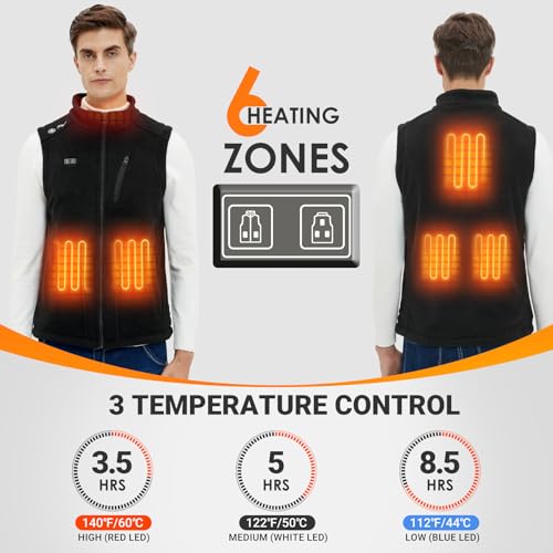 Telguua Fleece Heated Vests for Men, Men's Heated Vest with Battery Pack Included, Fleece Lightweight Warm Electric Vest for Men2