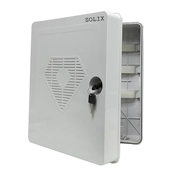 SOLIX Outdoor PVC Box for POE Switch/DVR/SMPS/Splicing Fiber/Virgin White with 3 Plug Power Extension with Key Lock and Rubber Enclosure for Water proofing IP66'�13X10X4.5 INCH