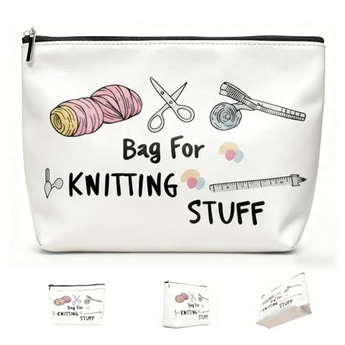 Knitting Storage Bag Sewing Gifts for Women Crafters Crochet Gifts for Crochet Lovers Knitting Gifts for Women Sewing Bag for Friend Travel Cosmetic Bag Christmas Birthday Gifts for Crocheters
