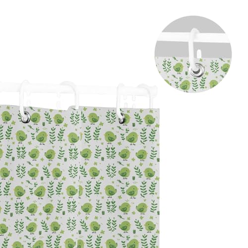Rideau de douche oiseau vert émeraude en polyester lavable 168x183cm - 6