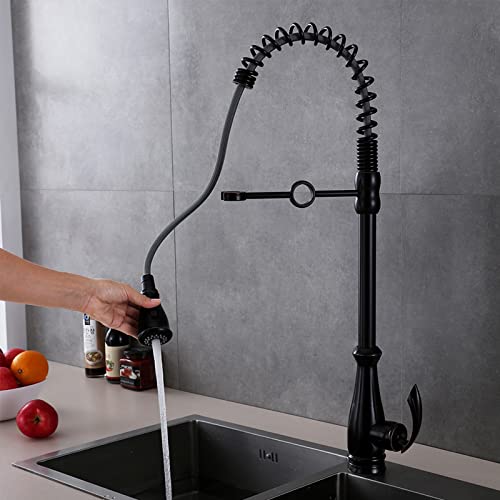 Robinet de cuisine mitigeur évier à ressort noir à levier