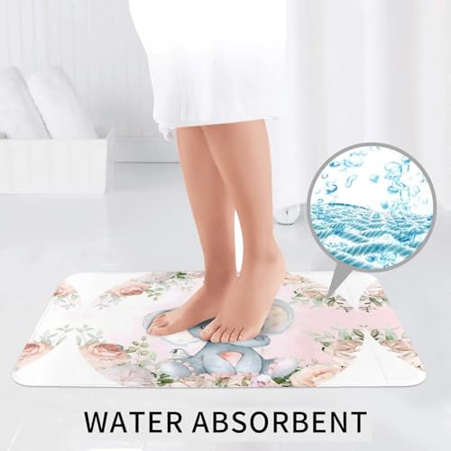 Tapis de bain éléphant mignon ensemble complet de douche absorbant