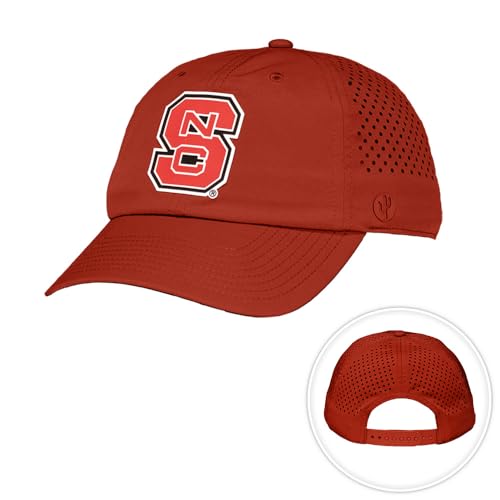 Desert Cactus North Carolina State University Snapback Baseball Hat, NC State Wolfpack Unstructured BreezePro Performance Hat with Adjustable Silicone Strap (Design BP2-Red B)