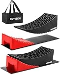 BOYISEN Camper Levelers 2 Pack - RV Leveling Blocks Ramp Kit Support Dual Axles Tandem Wheel Up to 35,000lbs RV Levelers with 2 Levelers 2 Chocks 2 Anti-Slip Mats and Carrying Bag Black