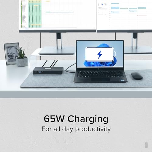 image for Plugable USB-C Docking Station Dual 4K 60Hz HDMI, 65W Charging, Gigabi