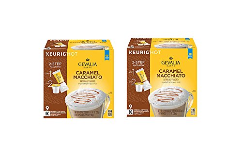 Gevalia Caramel Macchiato Espresso K-Cup Coffee Pods & Froth Packets (36 Pods and Froth Packets, 4 Packs of 9)