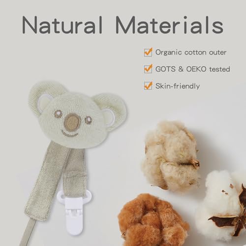 COTTONBEBE Pacifier Clip, 2 Pack Baby Pacifier Holder for Boys and Girls Fits Many Pacifiers & Baby Teething Toys, Ideal Baby Gift (Koala & Giraffe) - Thumbnail 2