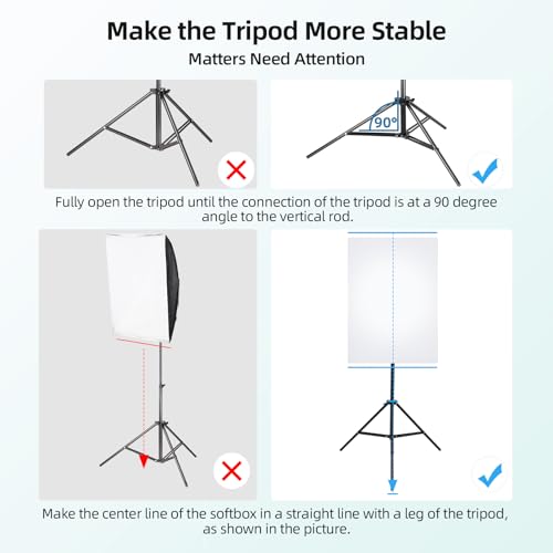 Image of 【Upgrade LED Bulb】Softbox Lighting Kit, Continuous Photography Lighting Kit with 2X175W 3000-6700K E27 LED Bulb, 2x20x28in Soft Box , Photo Studio Lights Equipment for Camera Shooting, Video Recording