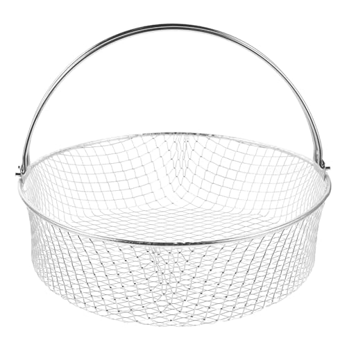 FUNOMOCYA Cestello Circolare in Acciaio Inox per Friggere a Casa, Cestino Rete Rotondo per Friggitrice e Pentola, Salvaspazio e Facile da Pulire per Fritture Rapide senza Residui di Olio