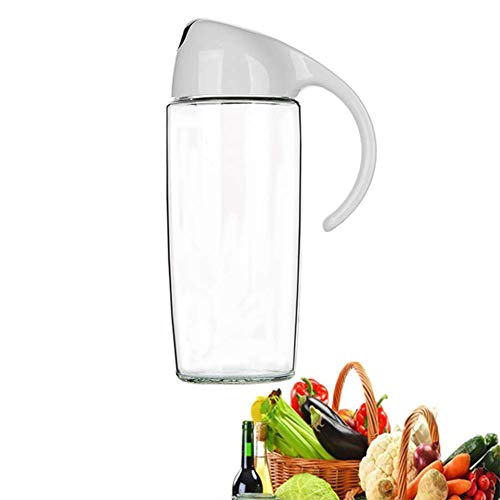 DSJSUG Aceitera Olla Cocina Cristal Transparente Aceite de Oliva Vinagre Salsa vinagreras dispensador A Prueba de Polvo y antifugas Apertura y Cierre automático (Gris 500ml) Cover