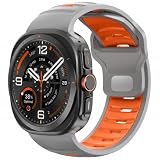 二色 スポーツ シリコンバンド Samsung Galaxy Watch Ultra 2 47mm(2026)対応、幅広・厚みアップ 通気性 ギャラクシーウォッチウルトラパンド、 Samsung Galaxy ウォッチ Ultra (2024/2025) 47mm対応 、交換ベルト 防水 防汗 長さ調節可能 耐衝撃 柔らかい 快適 (グレーオレンジ)