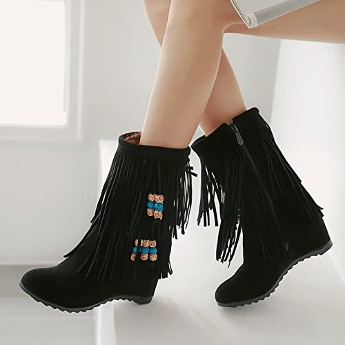 Bottes mi-mollet frange pour femme Gicoiz : dites adieu aux pieds froids