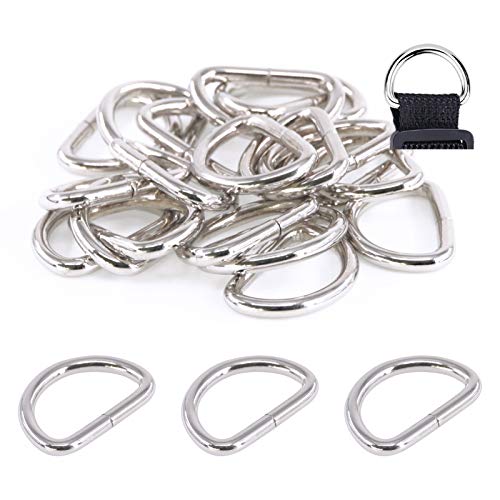 Swpeet 150Pcs Multi-Purpose Metal D Ring Semi-Circular D Ring for Hardware Bags Ring Hand DIY Accessories (3/4 Inch)
