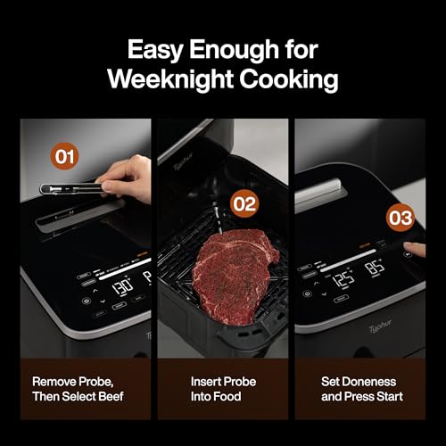 Typhur Sync 8QT AI Smart Air Fryer with Built-in Wireless Meat Thermometer, 9-in-1 XL Non Toxic Ceramic Airfryer, 450°F Max, Cooks 6lb Whole Chicken, Quiet & Dishwasher Safe, 120V - Image 5
