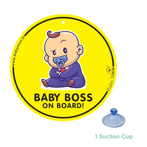 Image of Baby Moo Baby On Board Sticker-Weatherproof Car Decal-Adorable Design for Maximum Attention-Enhance Road Visibility&Safety-Easy Application&Residue-Free Removal-(Boss)