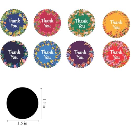Image of CVANU 560-PCS Floral Thank You Sticker for Packaging and Gift, 8 Assorted Botanical Designs, Self-Adhesive Labels for Small Business Supplies, Envelopes, Party Favors & Handmade Products, 1.5 Inch