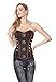 Charmian Women's Steampunk Gothic Vintage Steel Boned Brocade Overbust Corset with Chains Dark-Brown Small